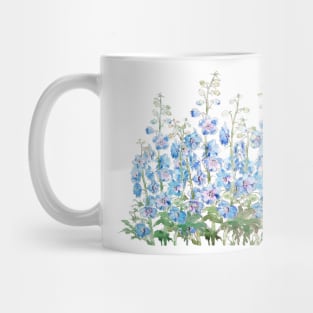 blue and purple larkspur field watercolor Mug